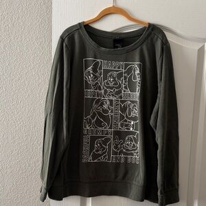 Torrid 3X Graphic Snow White Dwarfs Sweatshirt - Olive Green